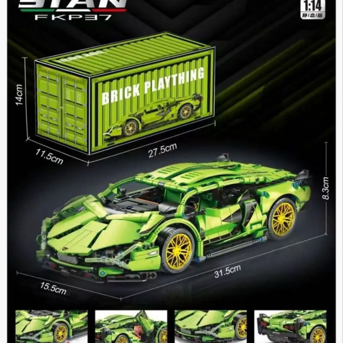 Klocki konstrukcyjne Sianian FKP B7 Lamborghini zielony 114 el.