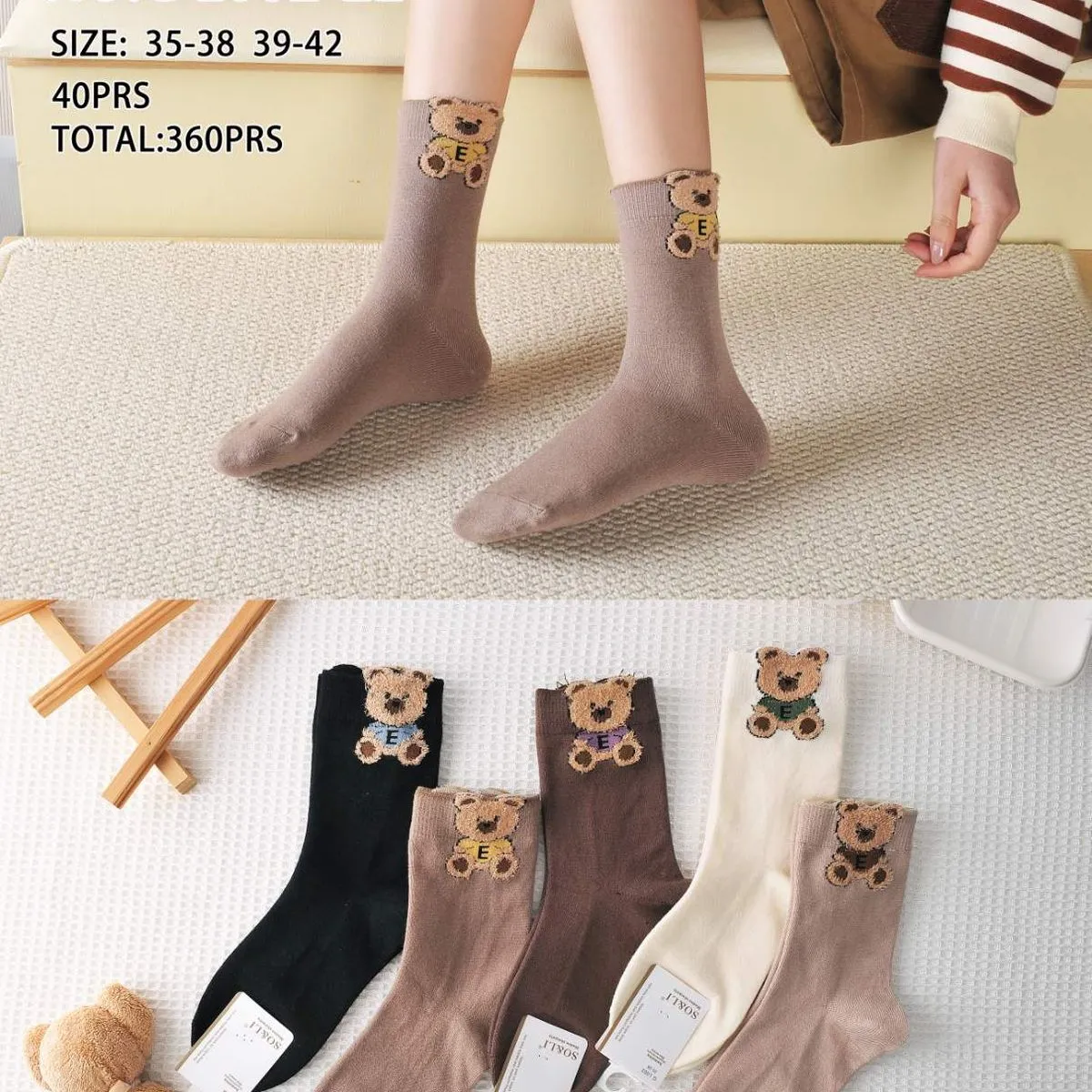 Skarpetki damskie SO&LI z misiem NO:G LO02-22