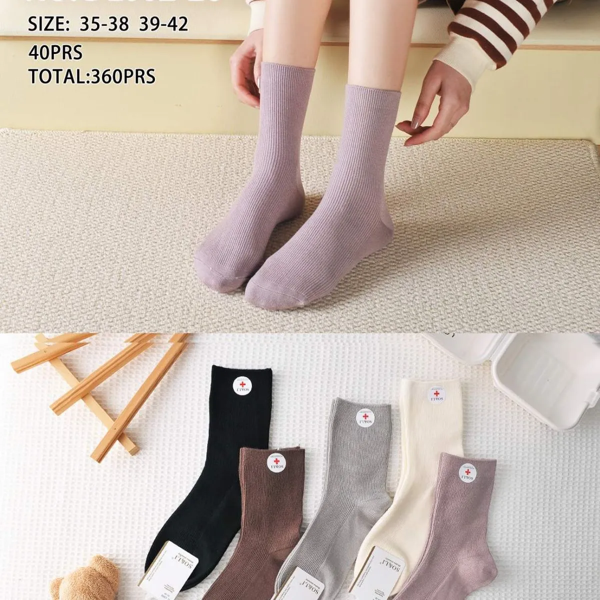 Skarpetki damskie SO&LI NO:G L002-26, rozmiar 35-42, 40 szt