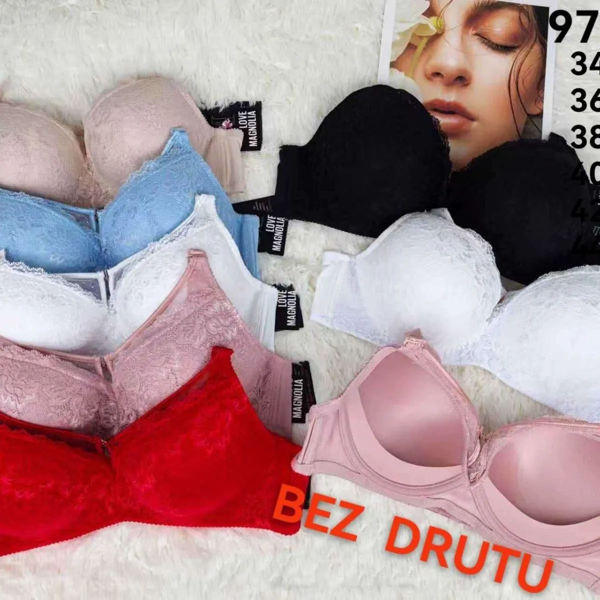 Biustonosz damski bez drutu 34/78C-44/100C wielokolorowy