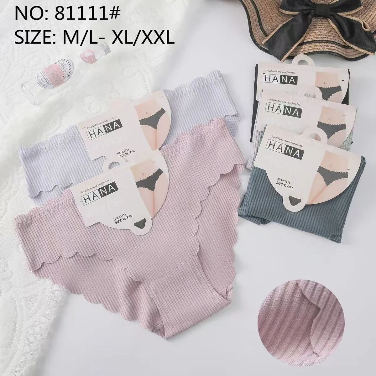 Majtki damskie HANA M/L-XL/XXL, szare i różowe, 24 szt