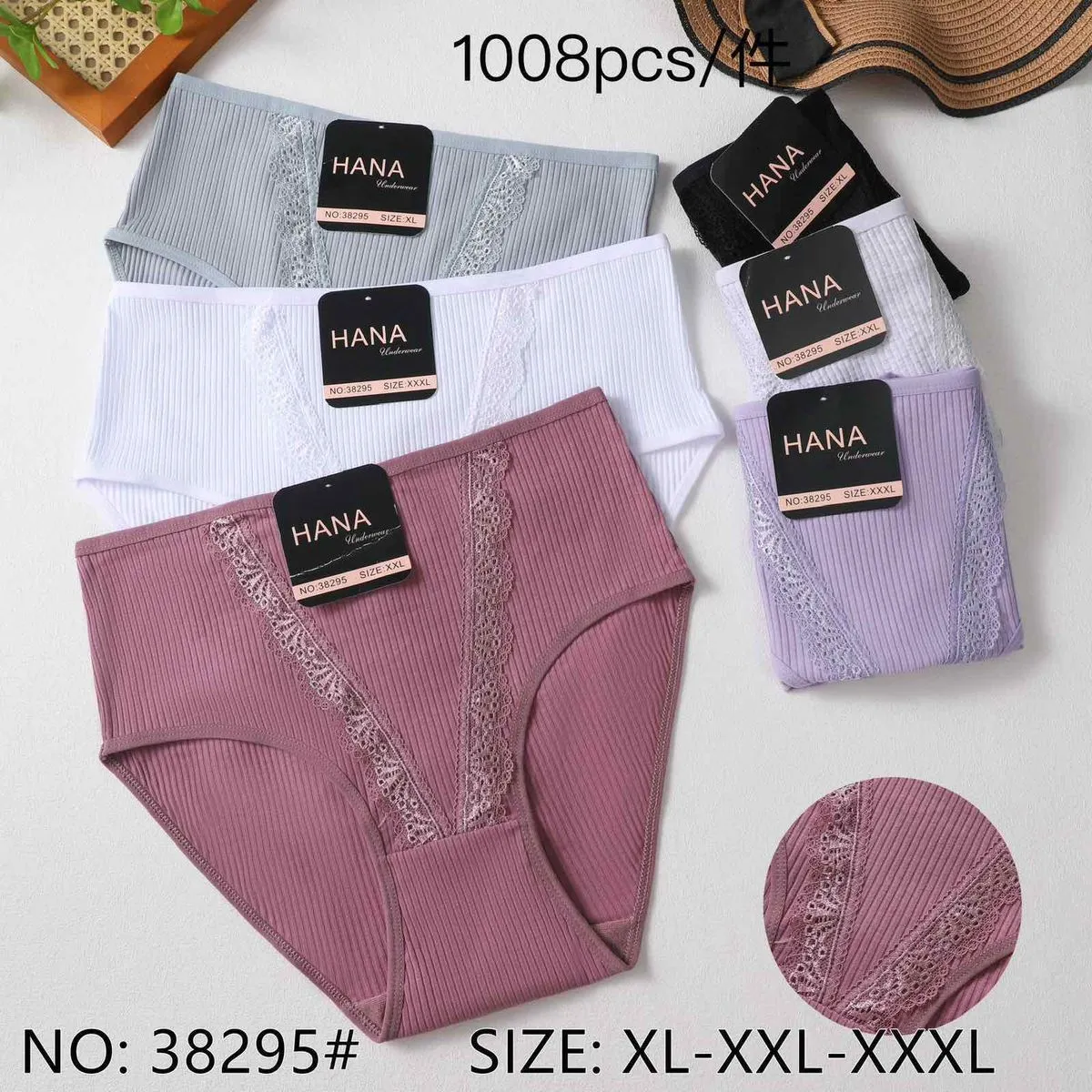 Majtki damskie HANA rib knit XL-5XL, 5 kolorów