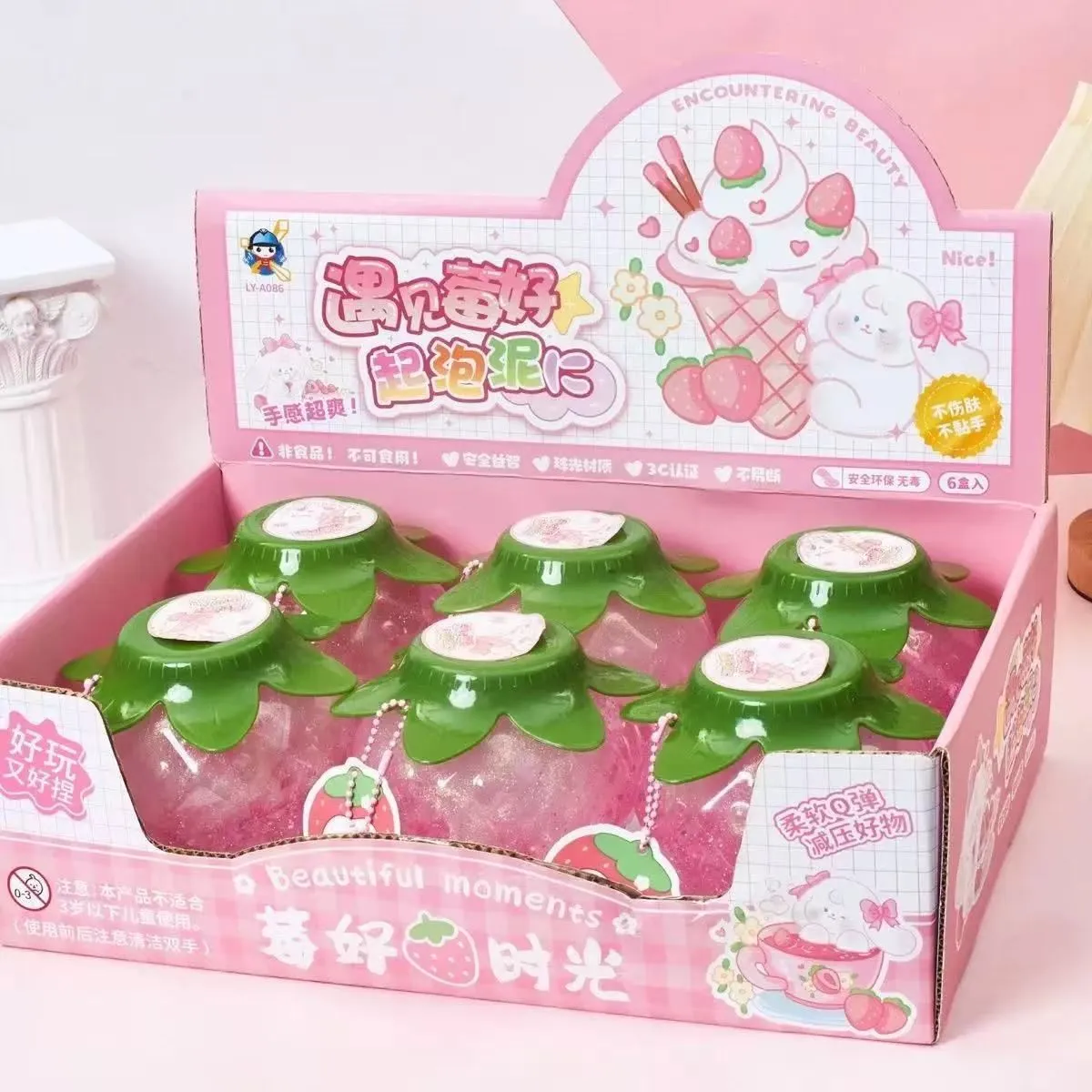 Zabawki Slime Truskawkowe w słoikach 6 szt