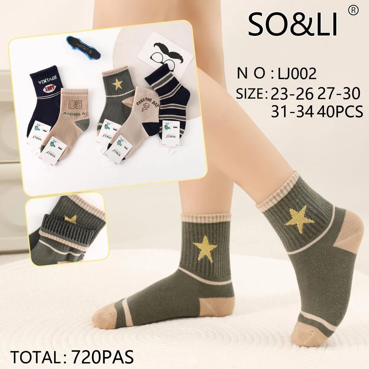 Skarpetki dla Dzieci SO&LLI wz. gwiazdki N: LJ002 27-30/31-34