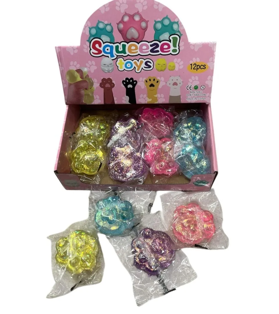 Zabawka Squeeze Toys Łapka Kota z Brokatem, 12 szt.