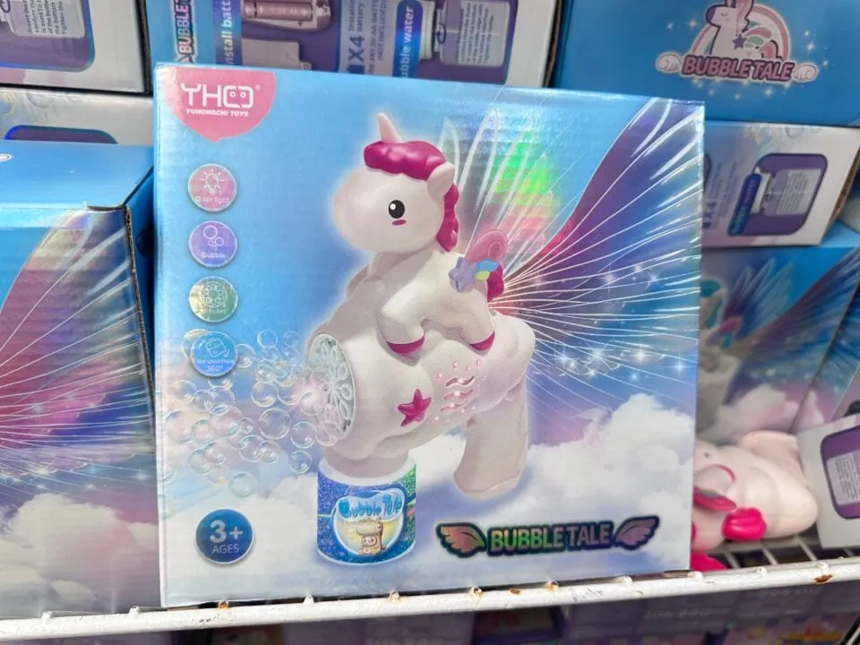Pistolet do baniek Bubble Gun Tale Jednorożec, 10 otworów, LED