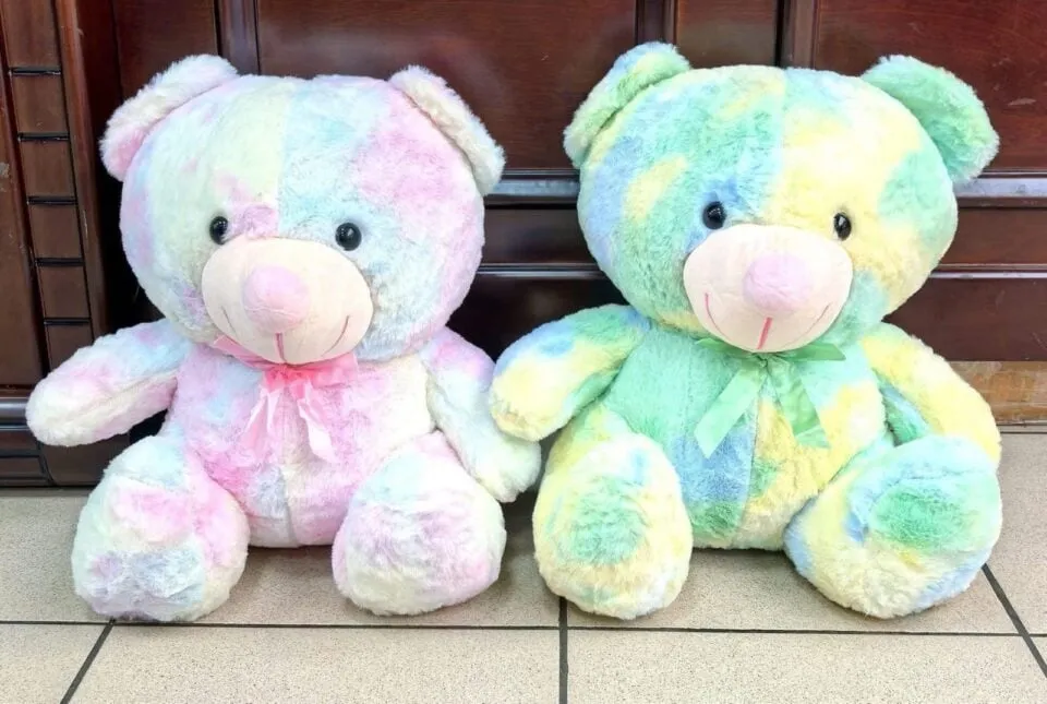 Maskotka Pluszowa Miś 45cm Pastelowy Mix Kolorów ze Wstążką