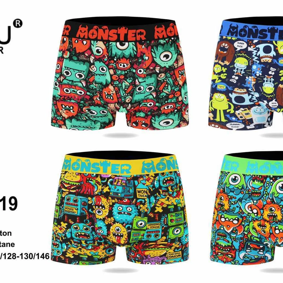 Bokserki chłopięce MULU MONSTER bawełna modal mix 24szt