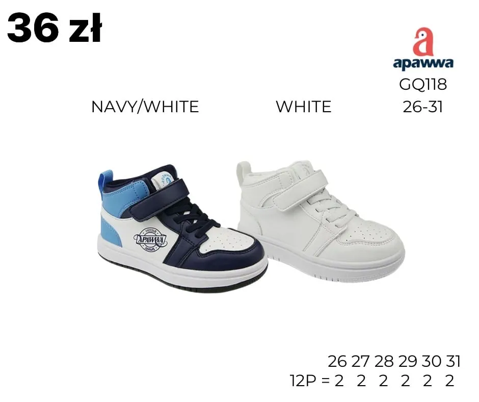 Buty sportowe dziecięce Apawwa GQ118 NAVY/WHITE, 26-31, za kostkę