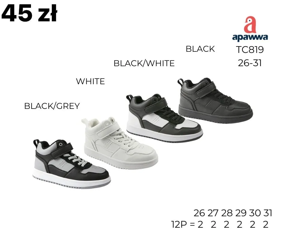 Buty sportowe dziecięce Apawwa TC819 Rozmiary 26-31 Wysokie