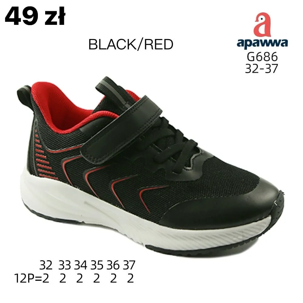 Buty Sportowe Dziecięce Apawwa G686 Czarno-Czerwone Rozmiary