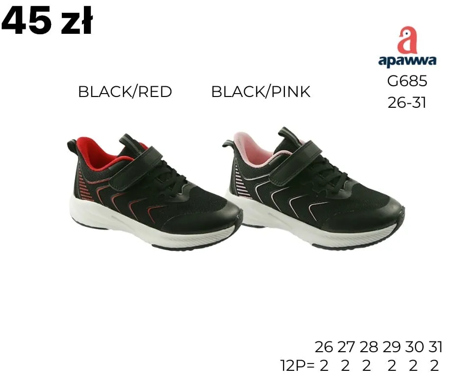 Buty sportowe dziecięce Apawwa G685 r. 26-31 czarne/czerwone i różowe