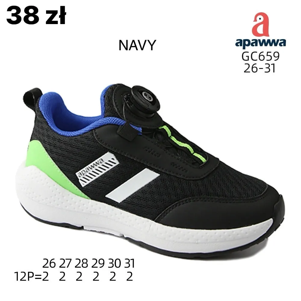 Buty Sportowe Dziecięce Apawwa GC659 Navy Rozmiary 26-31 z Pokrętłem