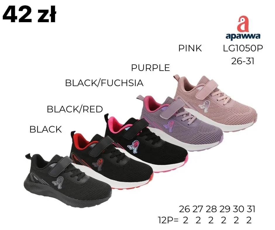 SPORTOWE DZIECIĘCE buty Apawwa LG1050P, rozmiary 26-31, mix kolorów