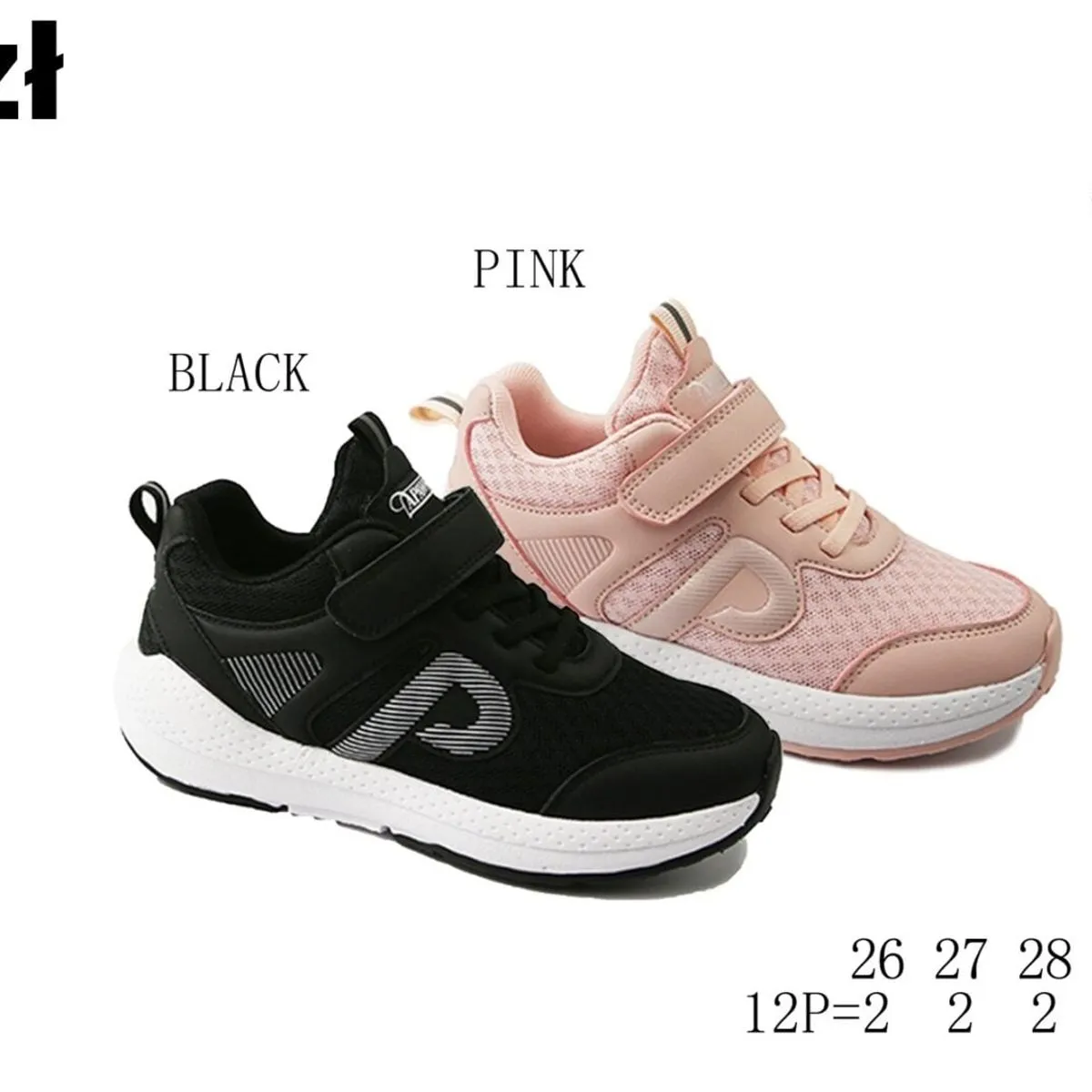 Sportowe Dziecięce Buty Apawwa G663 Rozmiary 26-31 Czarny/Różowy na Rzepy