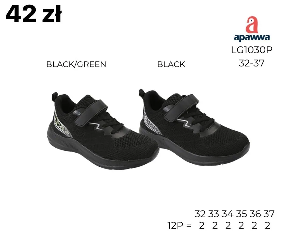 Buty SPORTOWE DZIECIĘCE Apawwa LG1030P czarne rzep rozm.