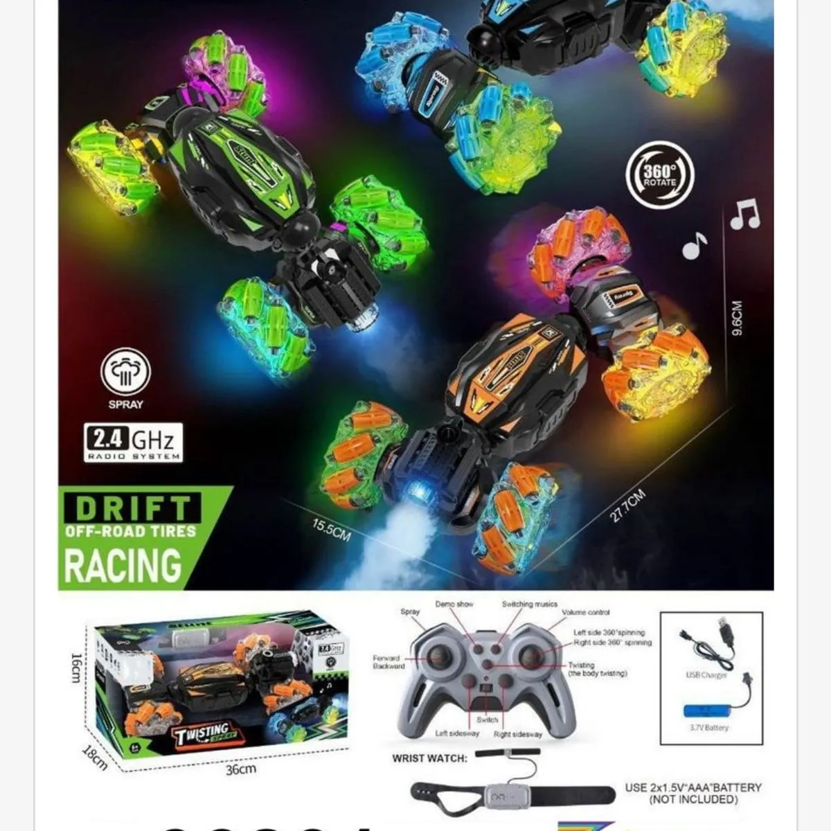 Sterowany Samochód Racing Car Drift Spray 27.7cm 2.4GHz Mix