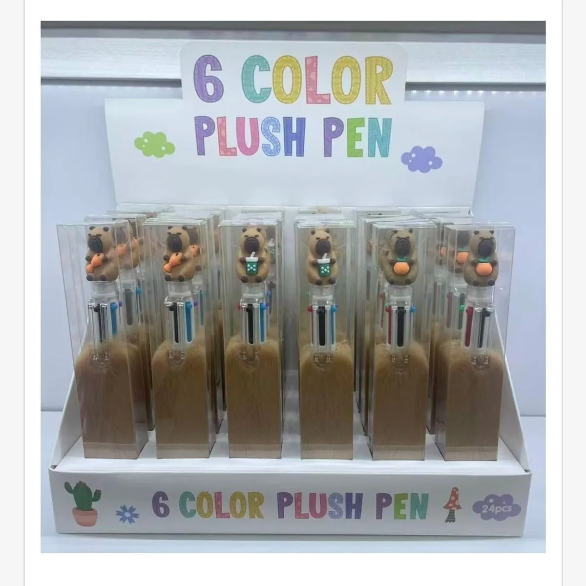 Długopis Kapibara 6-kolorowy z futerkiem Plush Pen 24 szt.