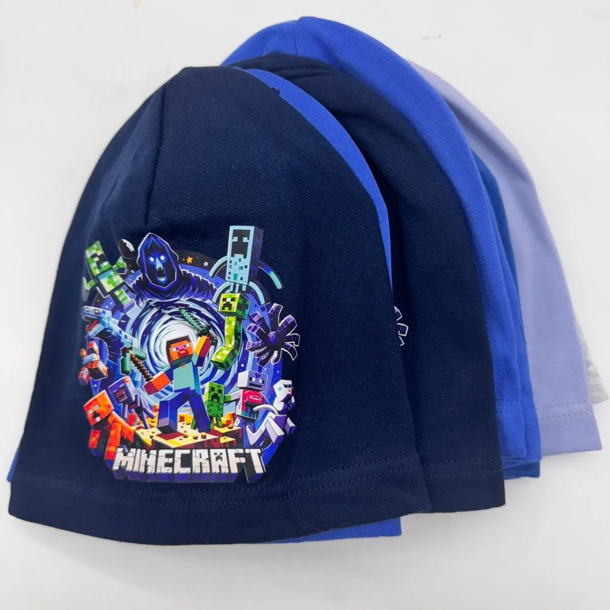 Czapki dziecięce Minecraft, mix odcieni niebieskich, 10 szt.