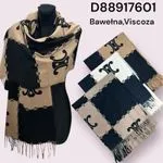 Szalik damski bawełna wiskoza wzór z frędzlami D88917601