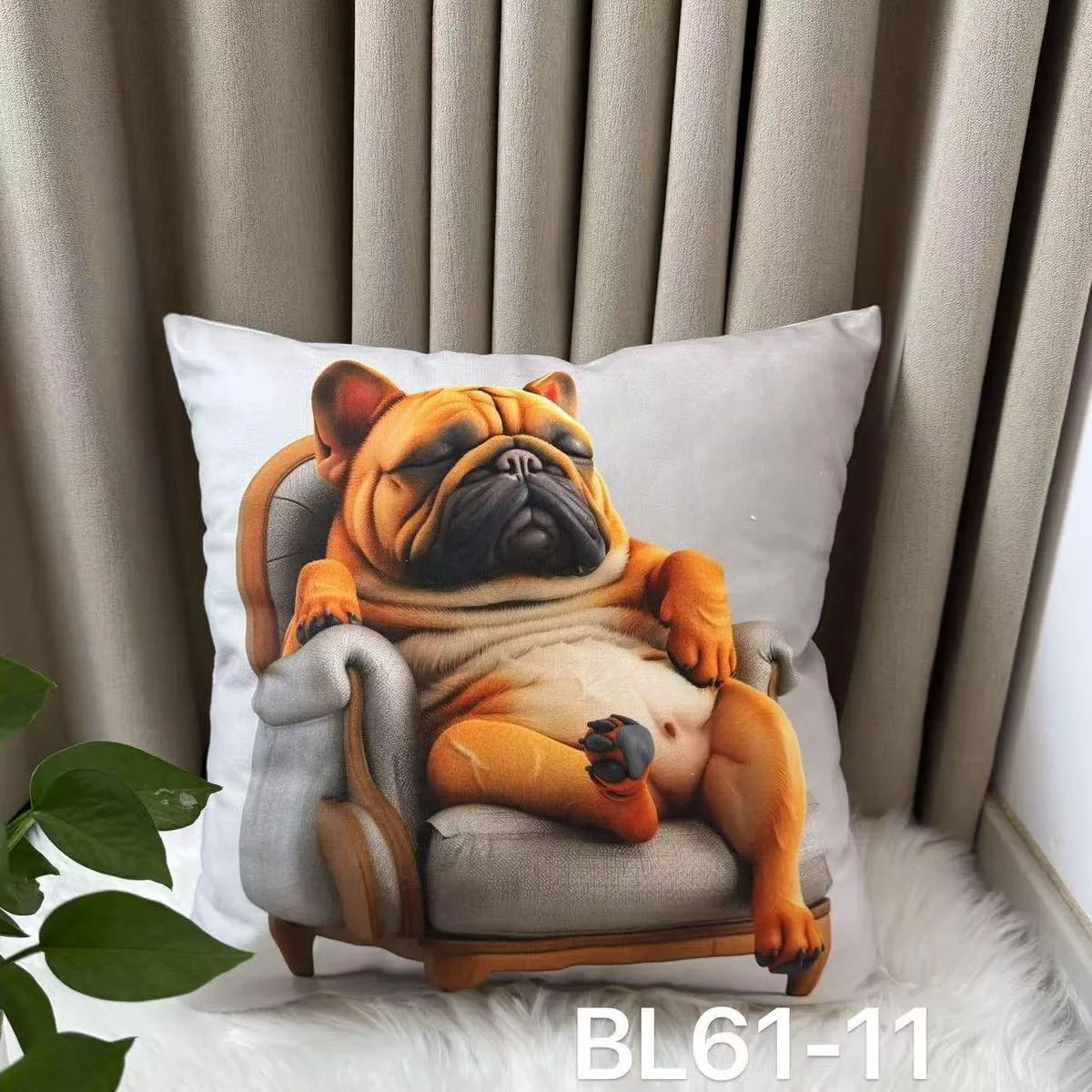 Poszewka dekoracyjna 40x40cm buldog na fotelu BLL61-11