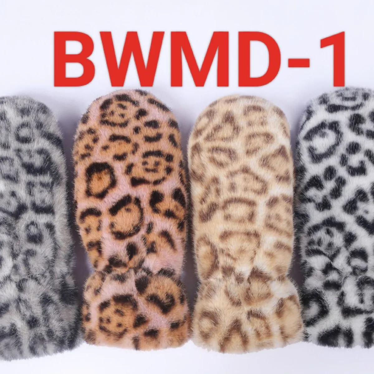 Rękawiczki damskie futrzane BWWMD-1 wzór leopard