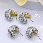 Kolczyki damskie hoops z kryształkami złote 010/009
