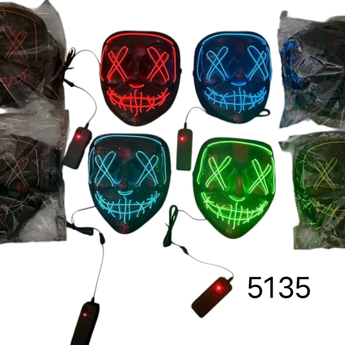 Maska świecąca Halloween LED neonowa