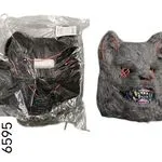 Maska świecąca Halloween kot demoniczny szara