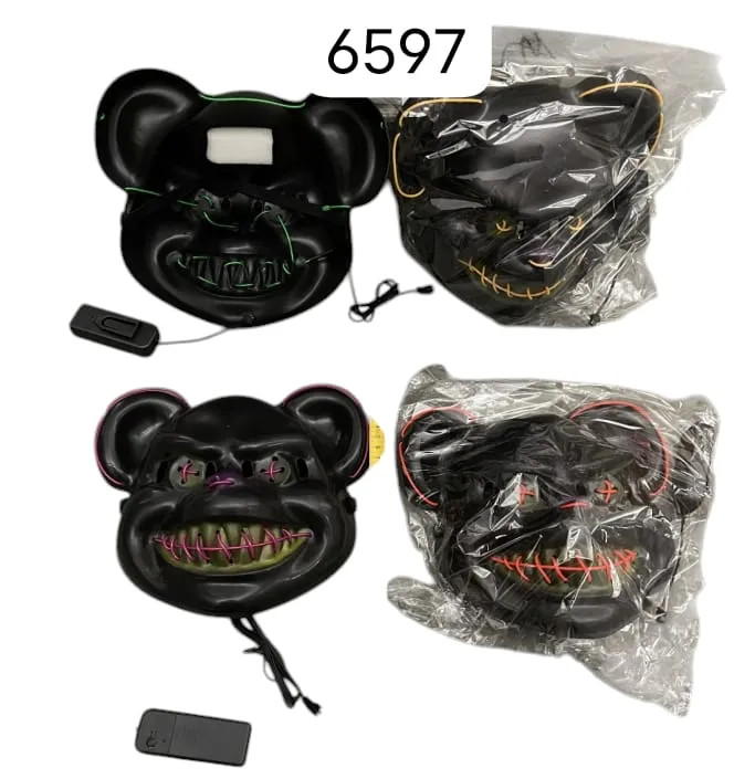 Świecąca maska niedźwiedzia Halloween LED 6597