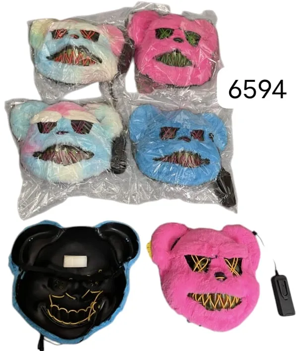 Maska świecąca LED niedźwiedź Halloween 6 kolorów