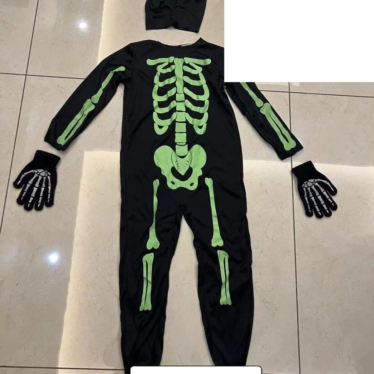 Strój Halloween szkielet SM, czarny z zielonym