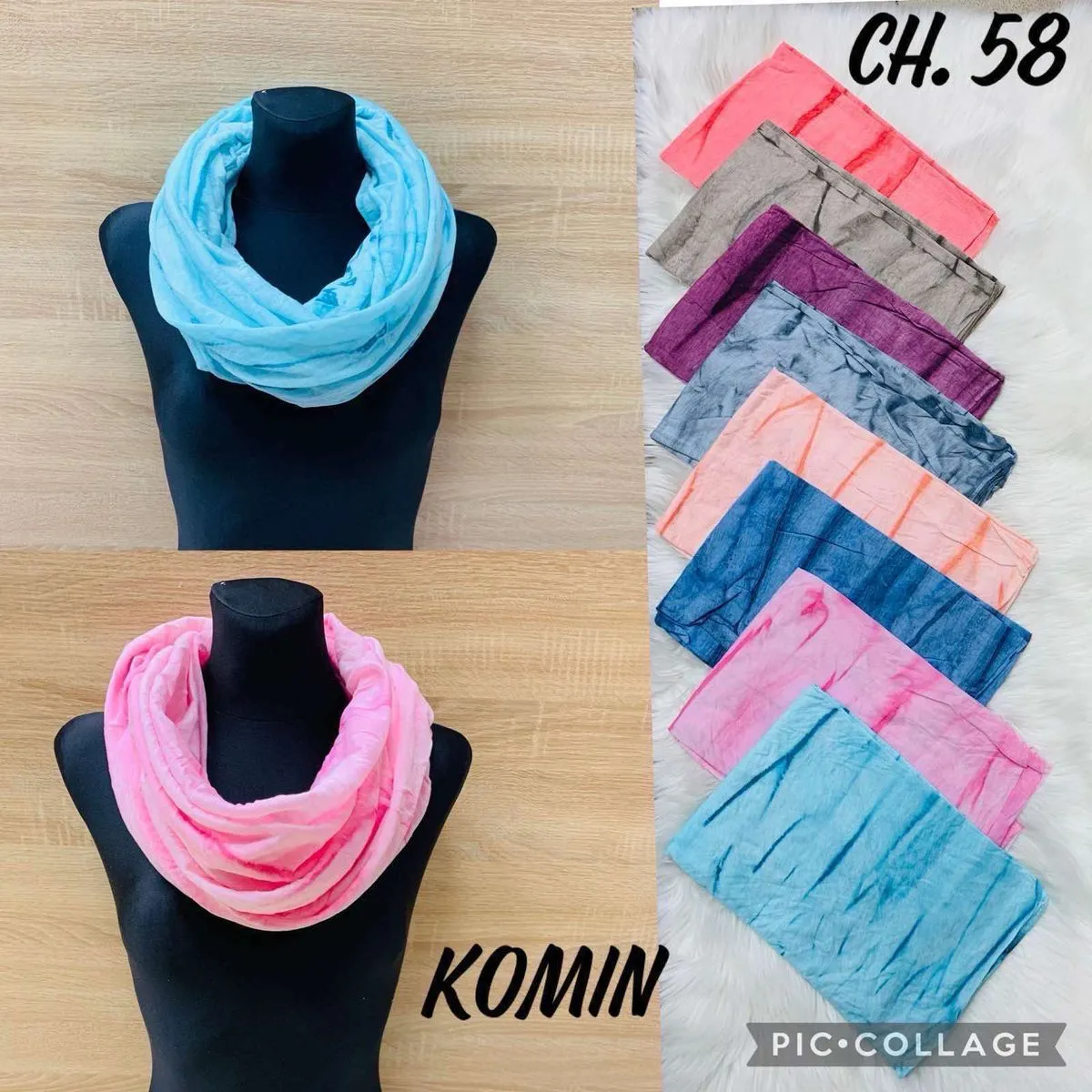 Kominy Damskie Chusta Snood Pikowana Roz. 58
