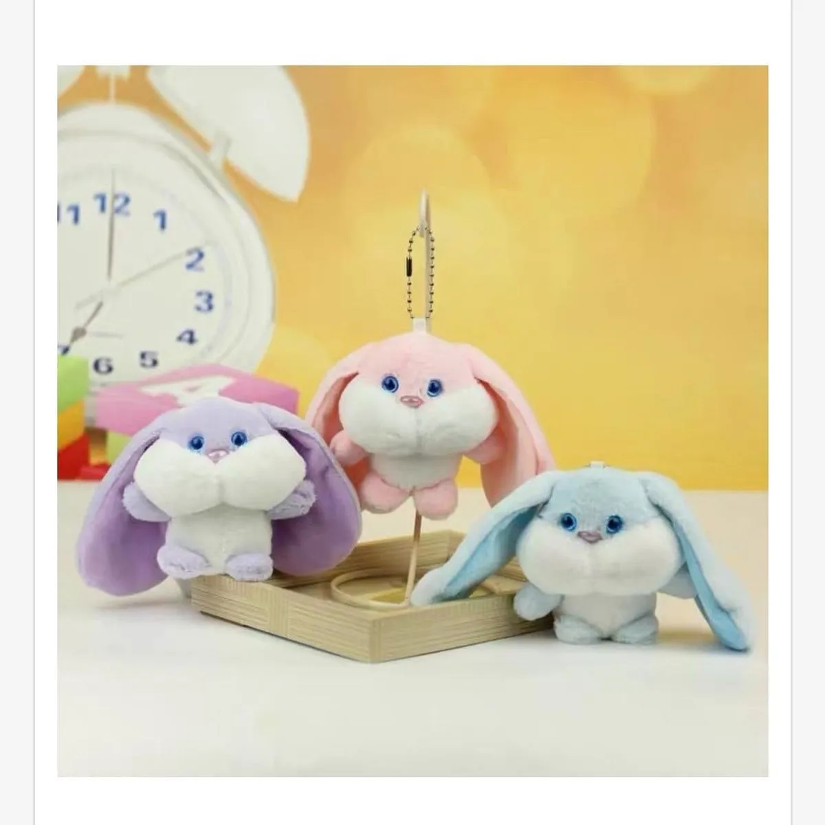 Brelok Maskotka Królik Plush w Kolorach Róż, Fiolet, Niebieski