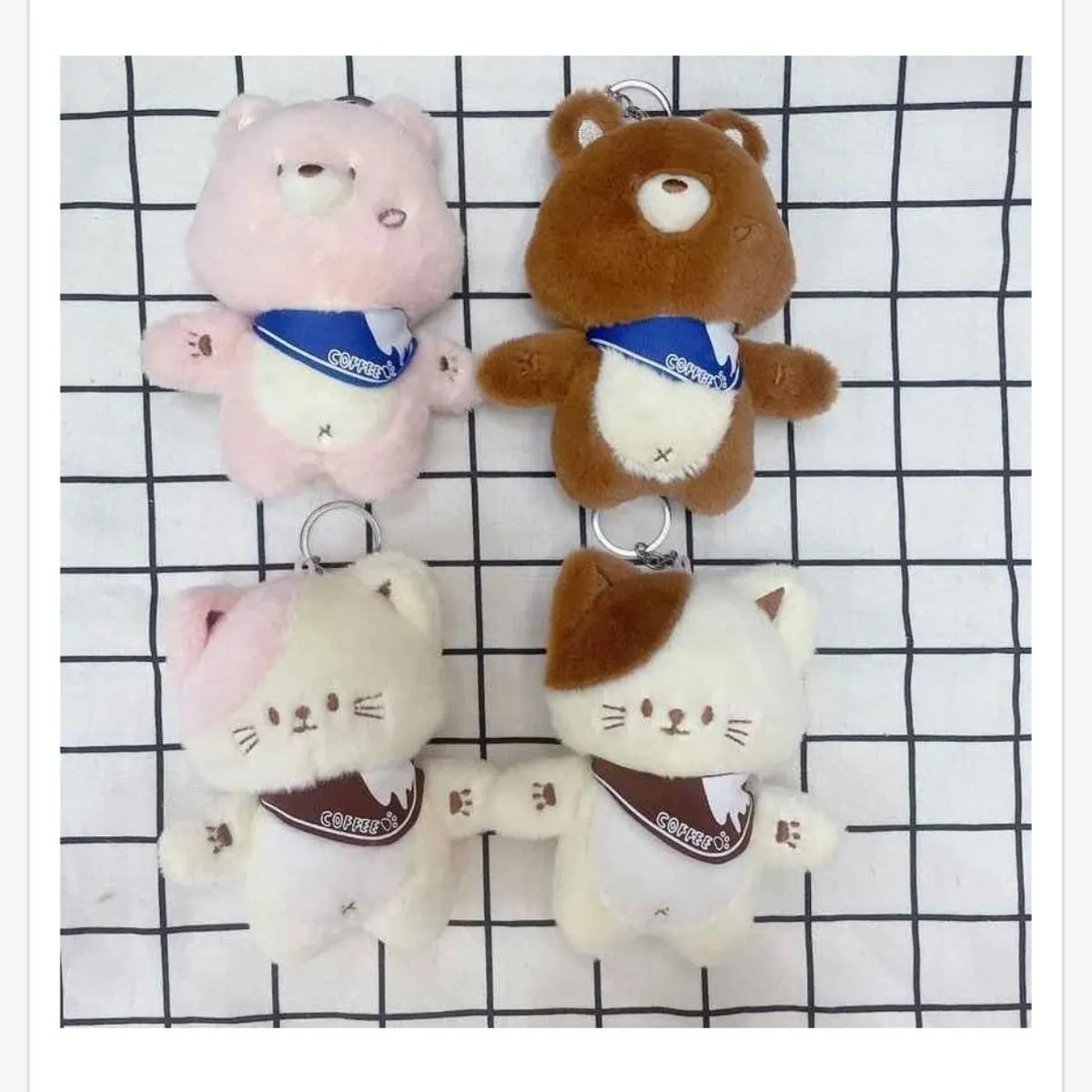 Brelok Maskotka Pluszak Niedźwiedź i Kot z Wstążką