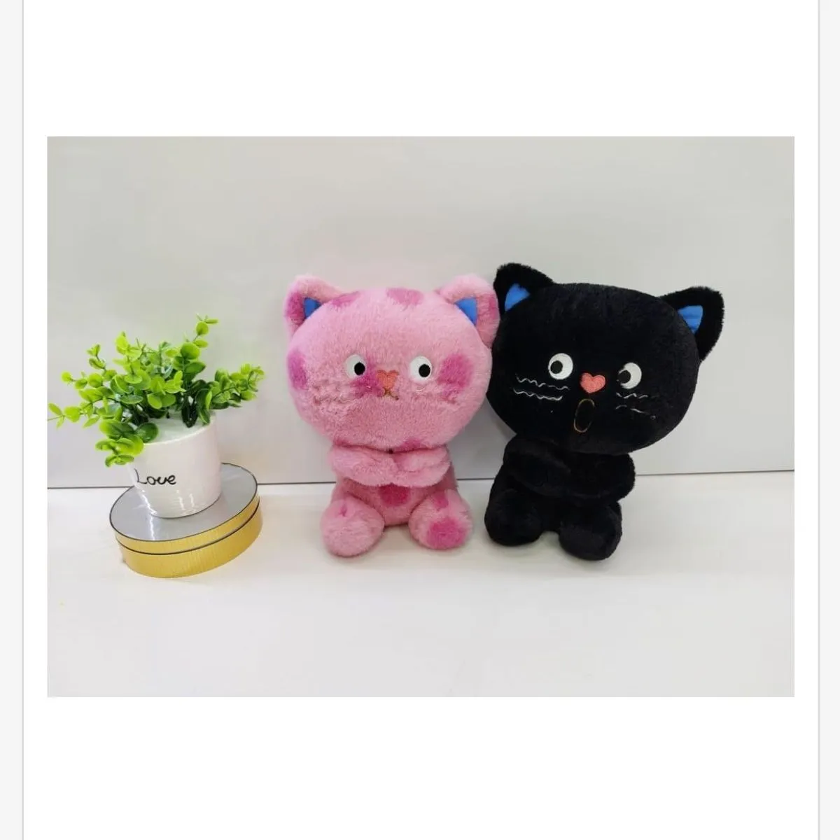 Brelok Maskotka Koty Różowy i Czarny Pluszowy