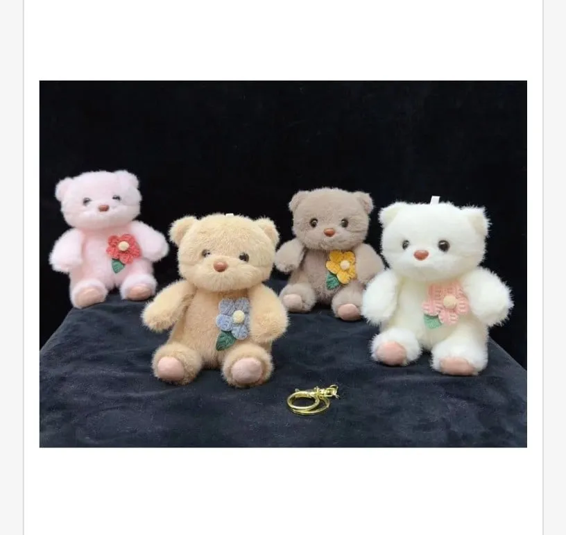 Brelok Maskotka Miś z Kwiatkiem Pluszowy