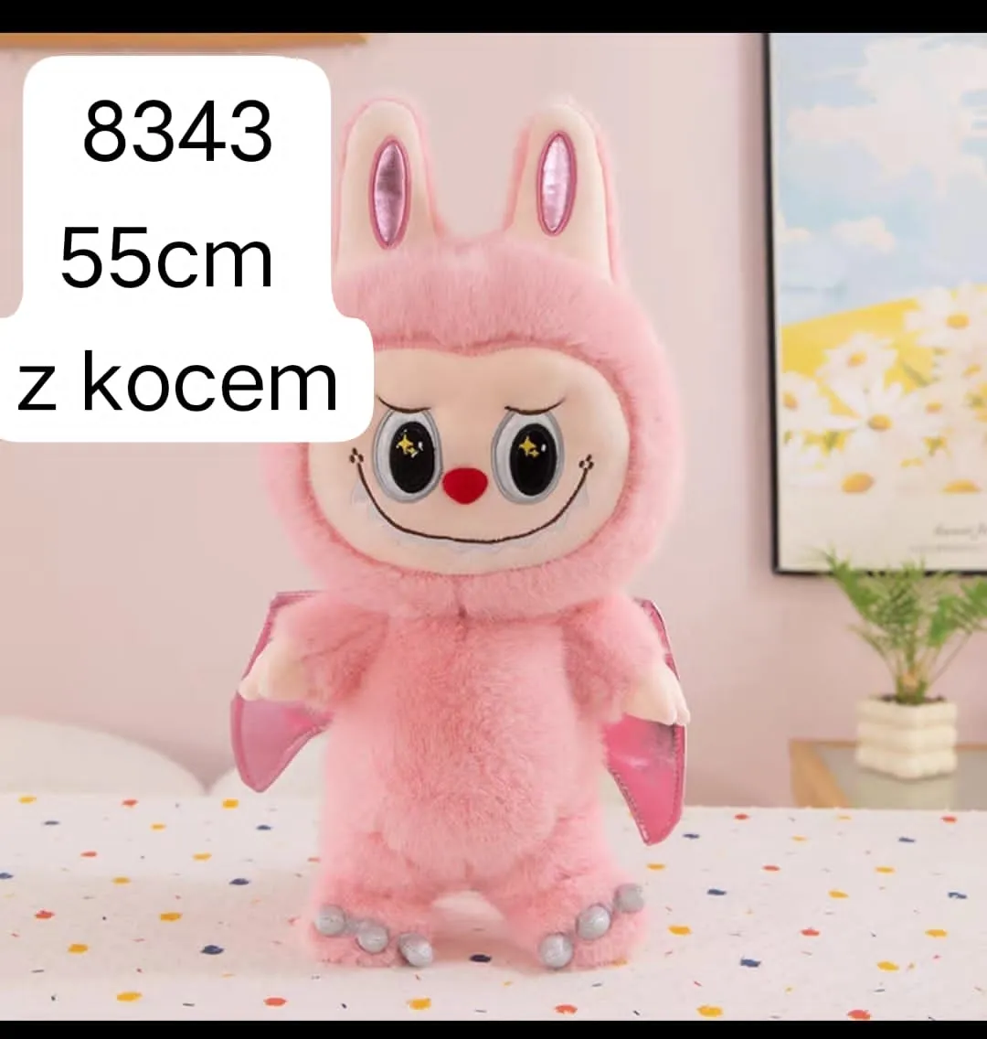 Maskotka Labubu z Kocyk 55cm Różowa