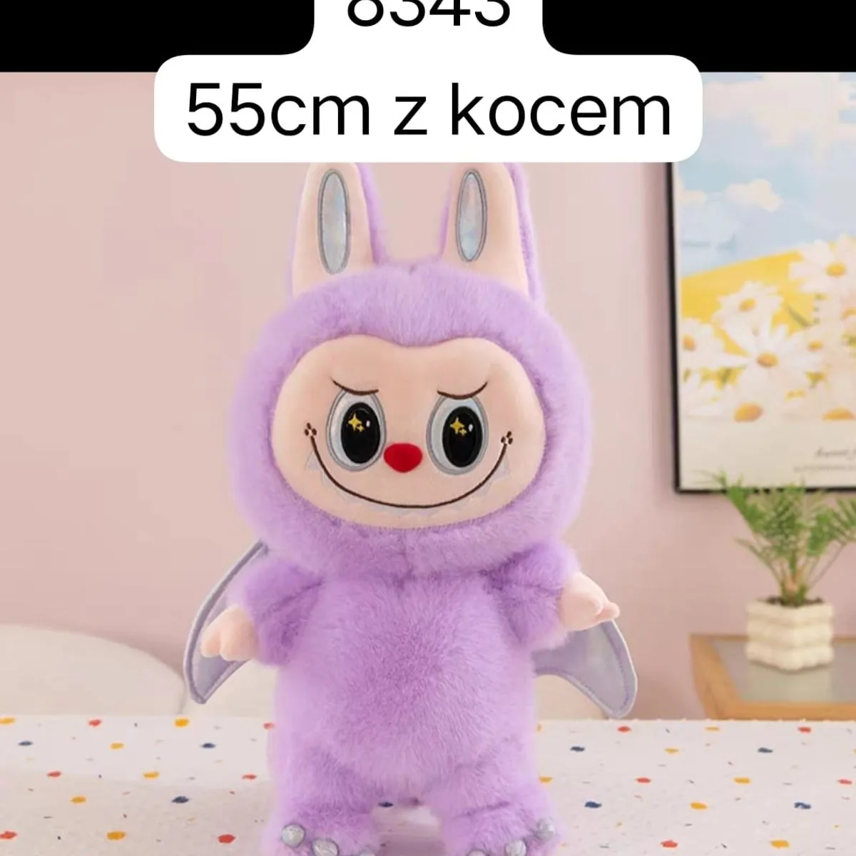 Maskotka Labubu z Kocyk 55cm Fioletowa
