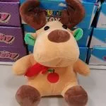 Maskotka Rudolf 26cm z muzyką beżowa z rogami