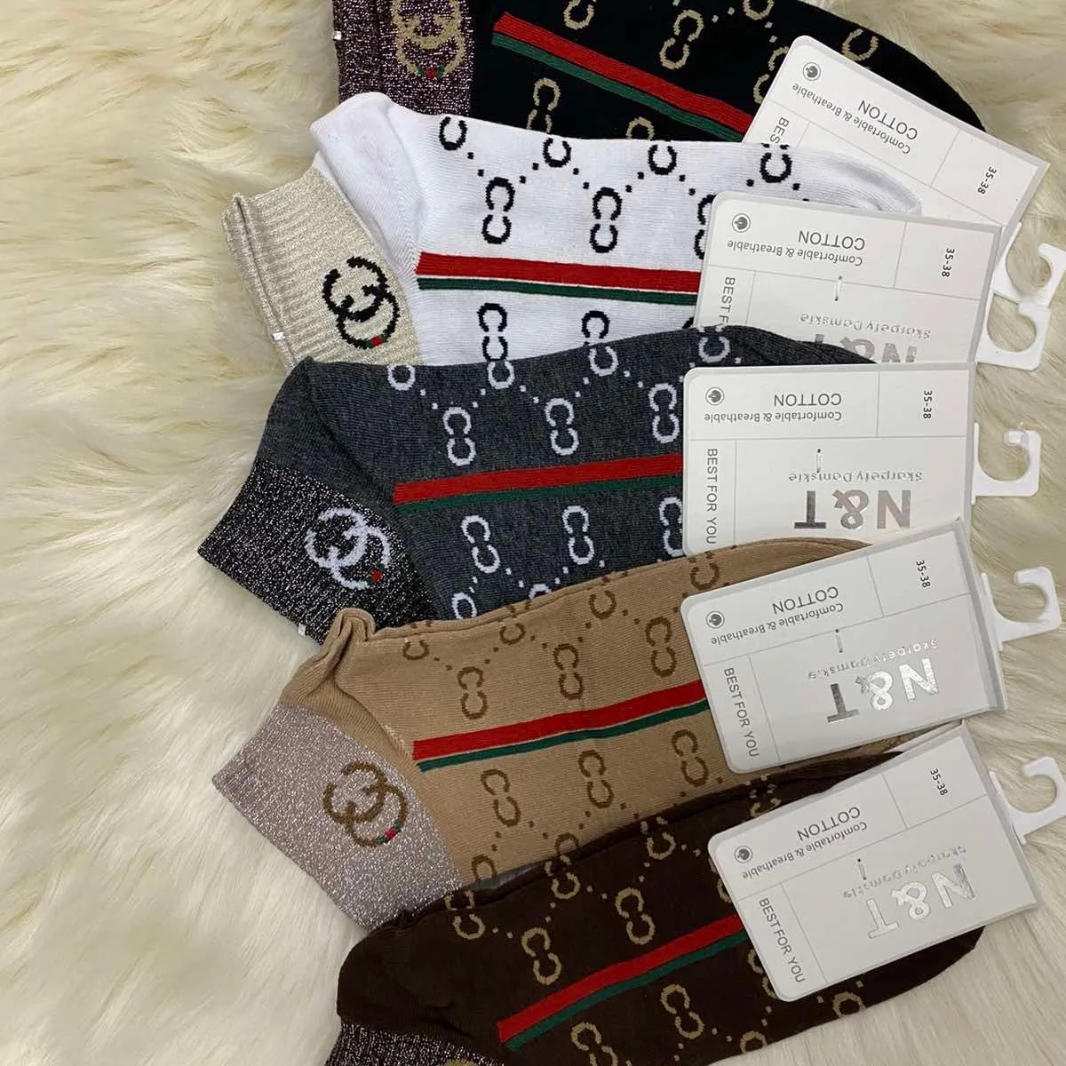 Skarpetki damskie z wzorem Gucci, 6 kolorów