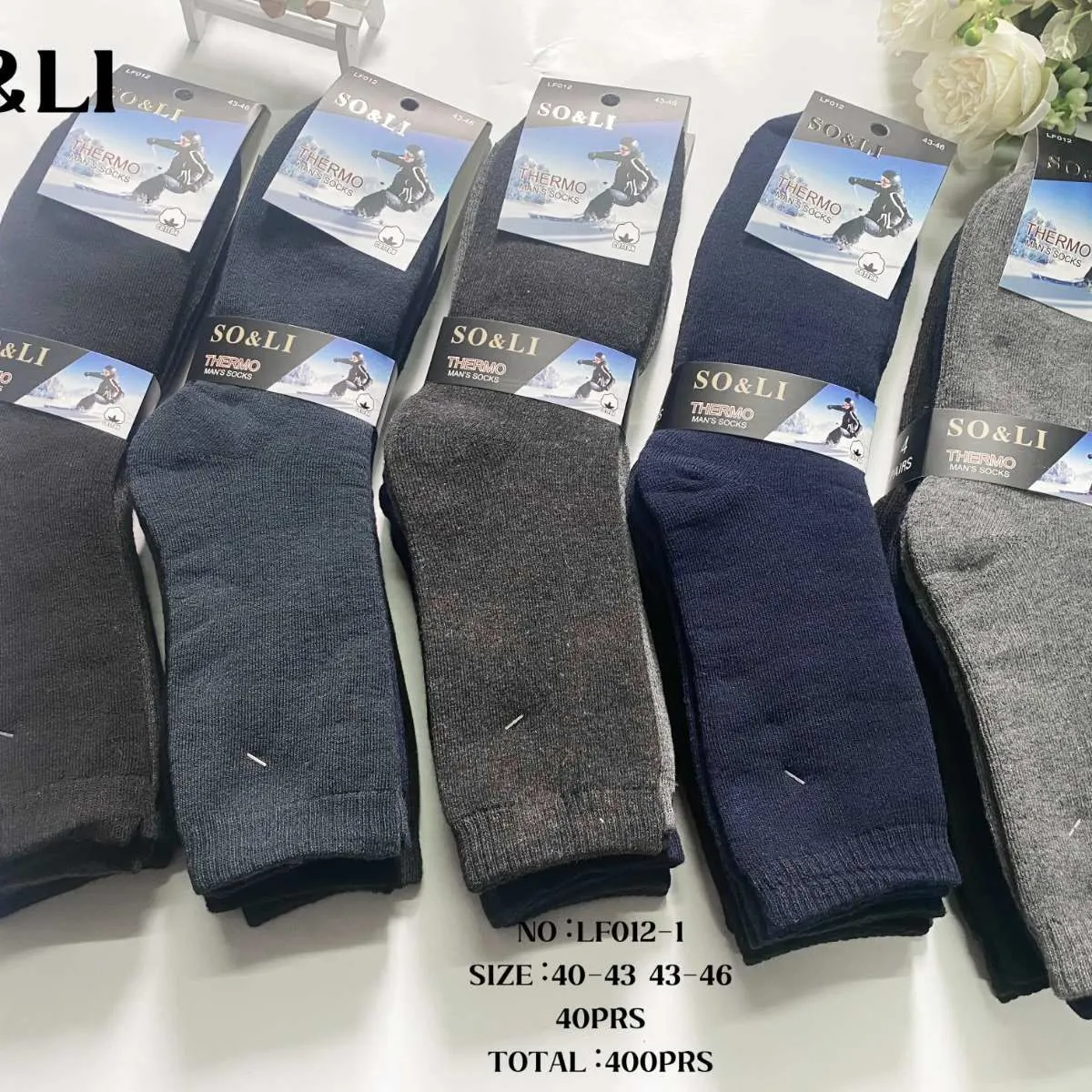 Skarpetki męskie SOLI szary granatowy rozmiar 40-43/44-46