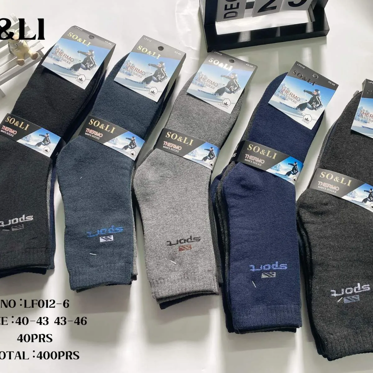 Skarpetki męskie SOLI rozmiar 40-43/44-46, 400 szt