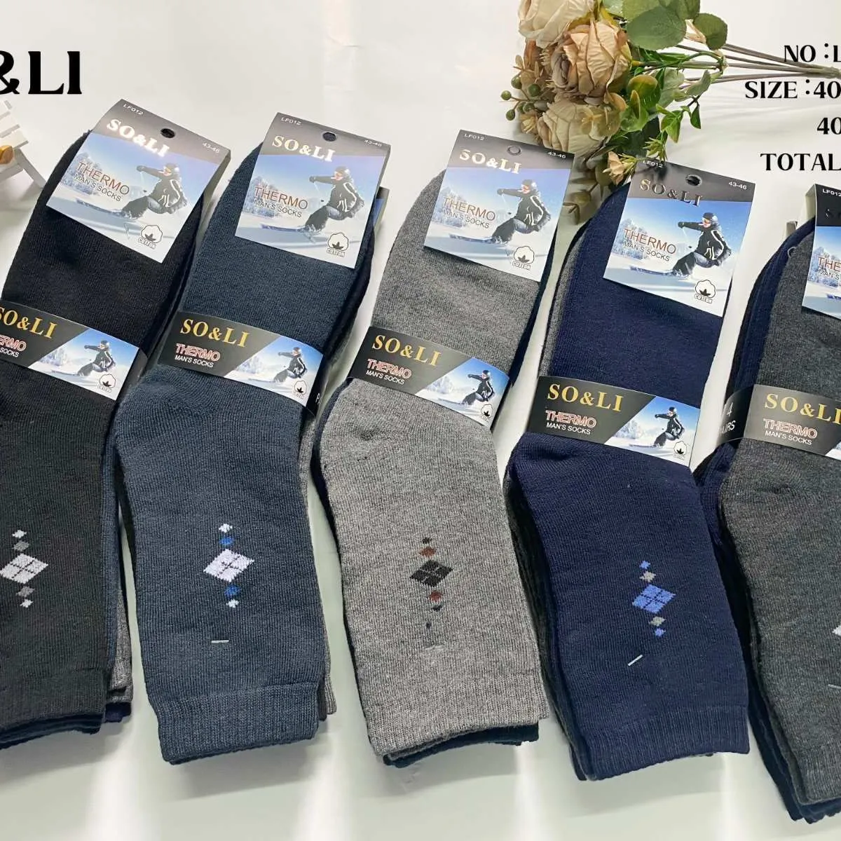 Skarpetki męskie SO&LI granatowe i szare NO:F01 rozmiar