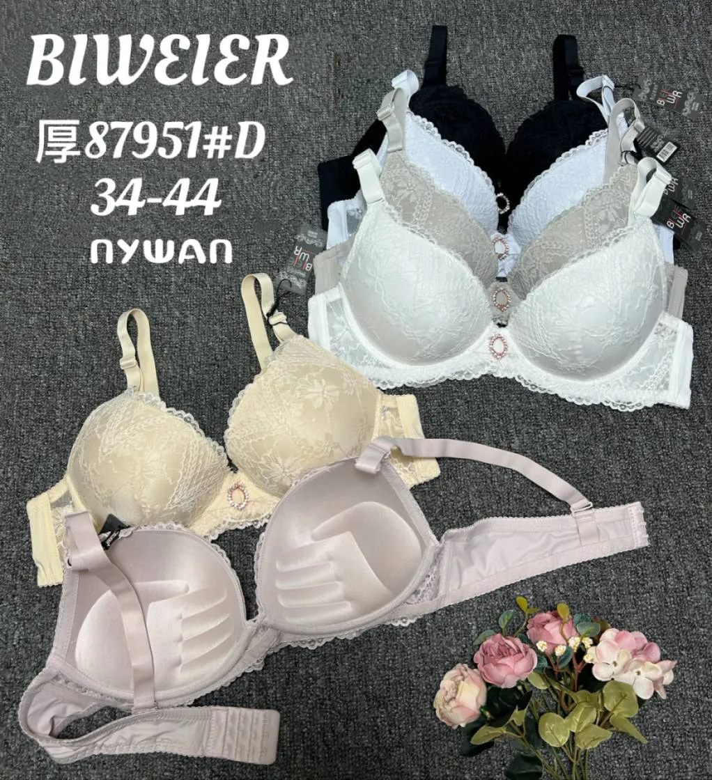 Biustonosz damski koronkowy 34-44 beżowy/szary
