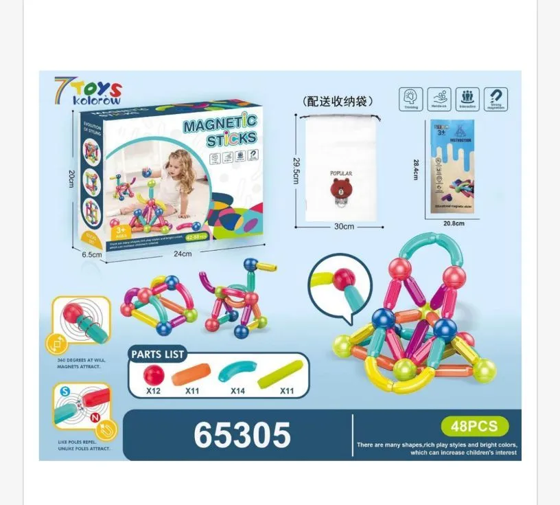 Zabawki Magnetic Sticks 48PCS 7TOYS model 65305