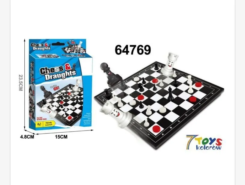 Gra Logiczna Szachy Warcaby Chess & Draughts 7Toys