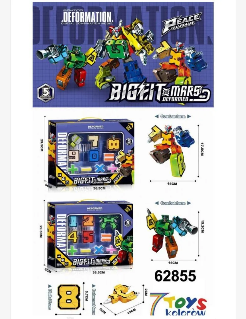 Zestaw transformowalny robot Biget Mars 6 elementów