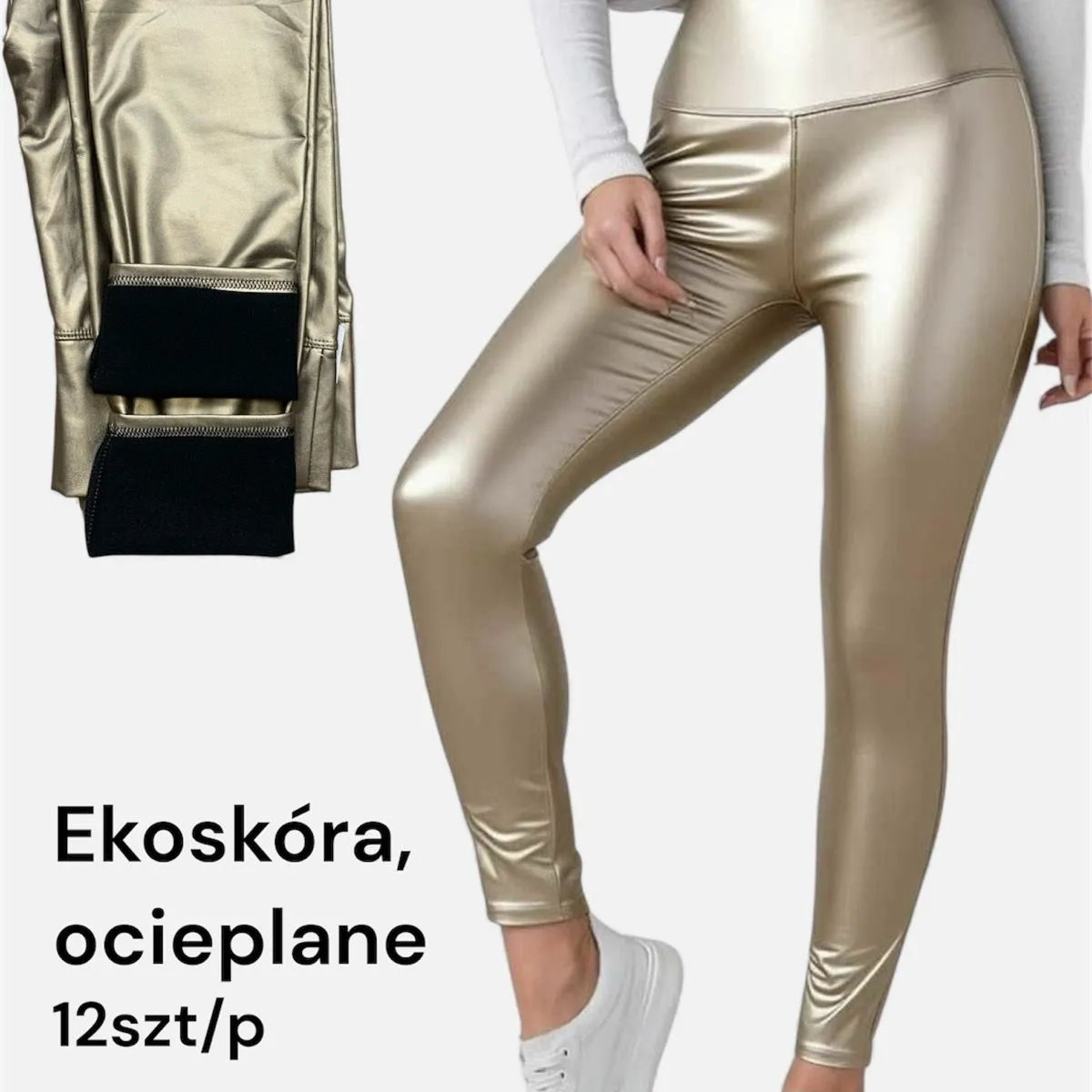 Leggingsy damskie eko-skóra ocieplane 2XL-4XL