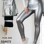 Leggingsy damskie metaliczne szare plus size 2XL-4XL